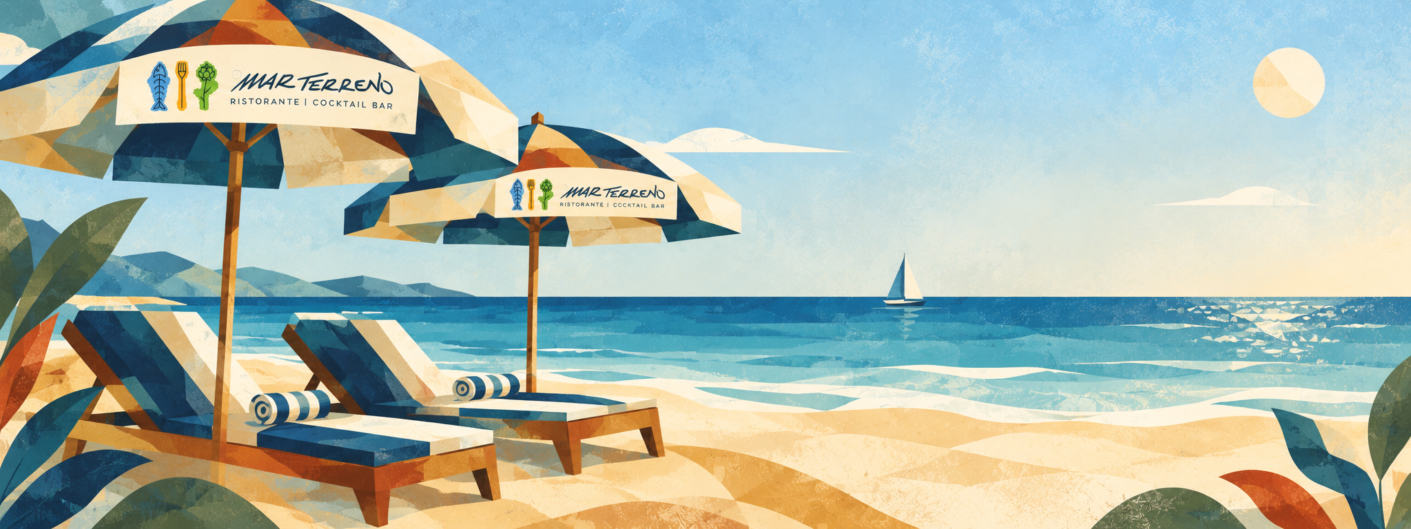 La spiaggia MarTerreno con lettini e ombrelloni